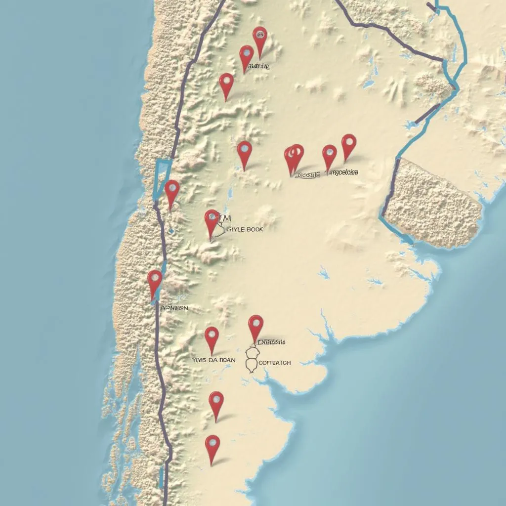 Mapa de Argentina con estaciones YPF